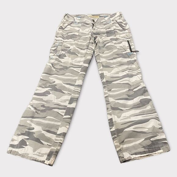 Y2K Cabelas Gray Camo Straight Leg Cargo Relaxed Trail Utility Streetwear Pants - Picture 1 of 7